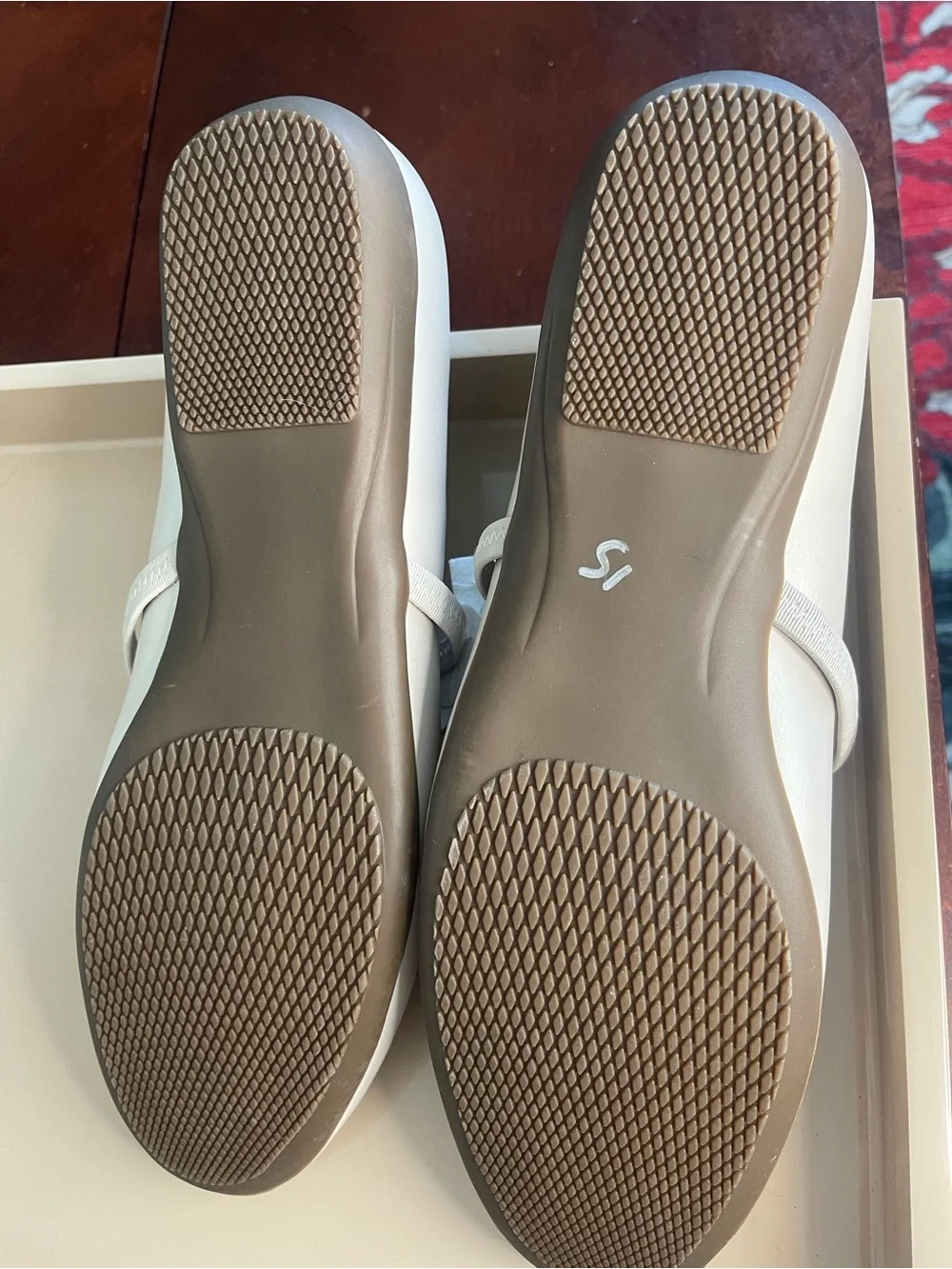 White Mountain Cream Braided Flower Mary Jane Flats